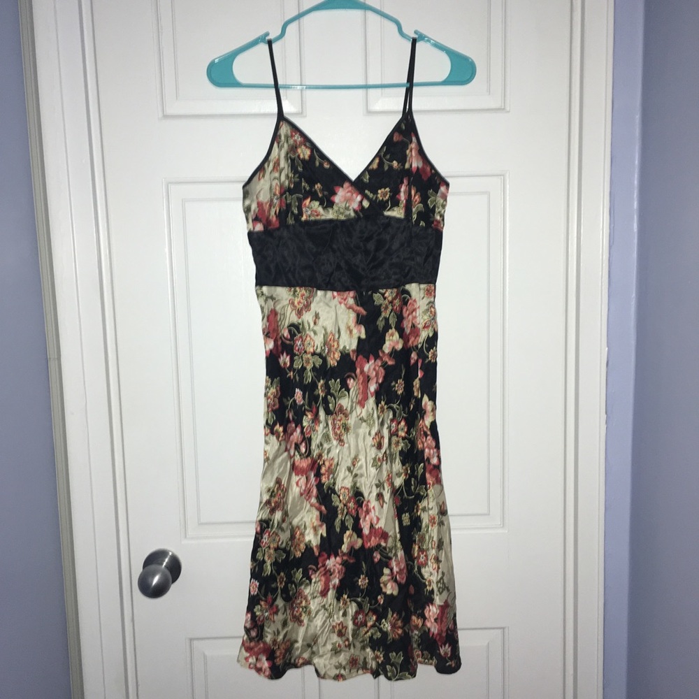 Mica black/cream/pink/yellow rayon flower dress, 8